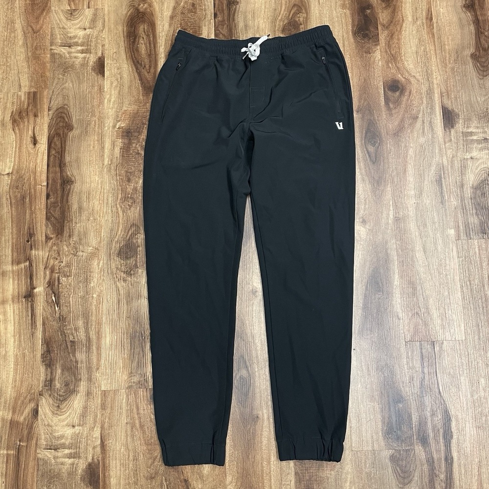 Vuori Pants Mens Large Transit Black Jogger Drawstring Performance Stretch Gym
